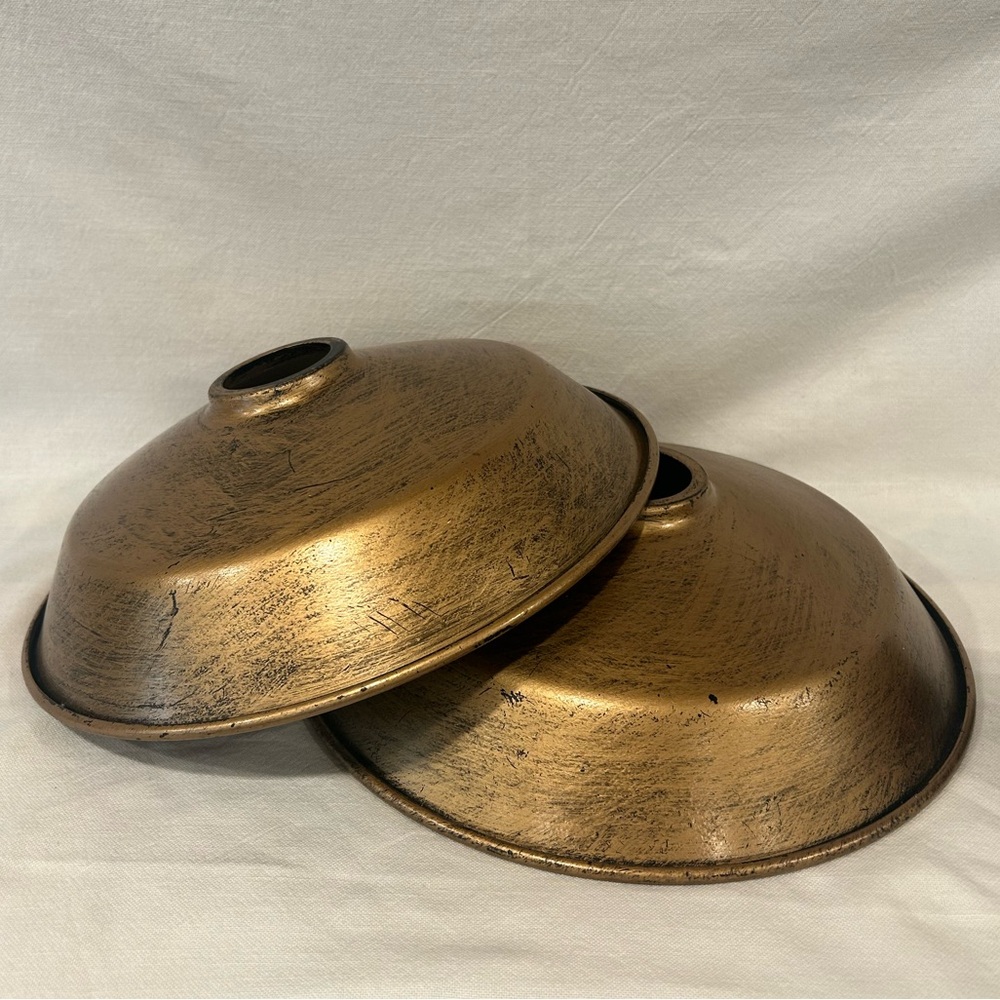 Vintage Brass Metal Light Shades - Set of 2